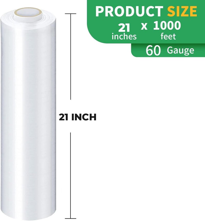 Duravel Stretch Film and Clear Tape - Industrial Strength Moving Wrapping Plastic Roll, 21" x 1000 Feet, 4 Pack, 60 Gauge - Image 2